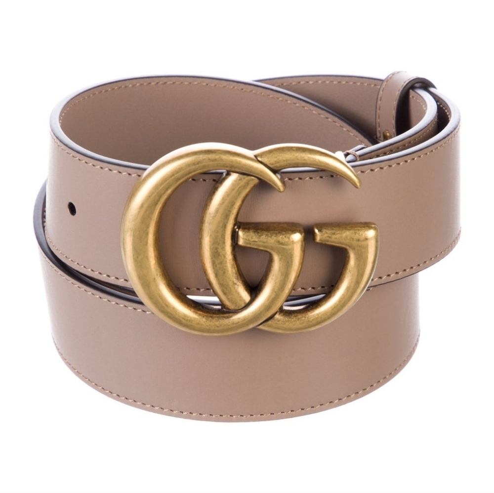 Gucci Leather Belt with Gold GG Buckle - Rose/Beige XXL SZ 120